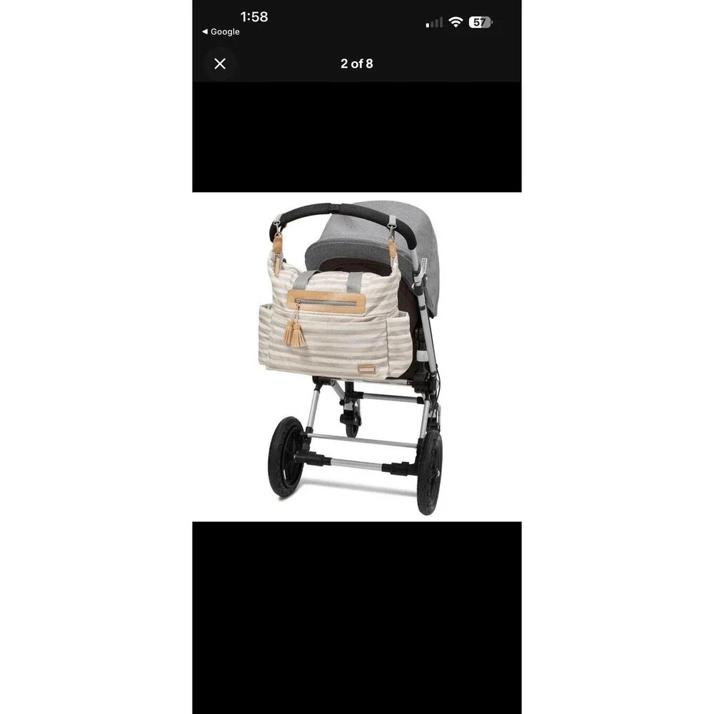 SKIP HOP Riverside Ultra Light Diaper Bag Satchel Oyster Stripe